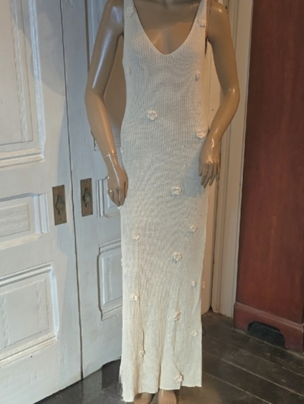 Le Lis Cream Knit cottonTextured Dress